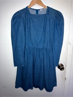 Batsheva Denim Prairie Square Neck Mini Dress in Blue super rare!